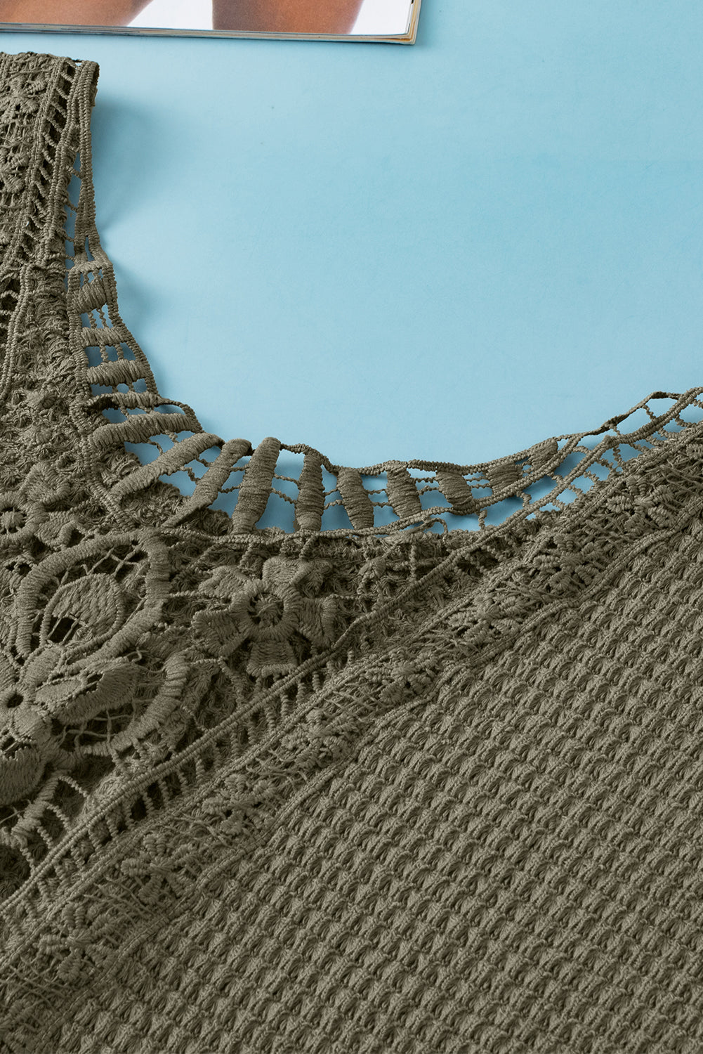 Moss Green Guipure Lace Top