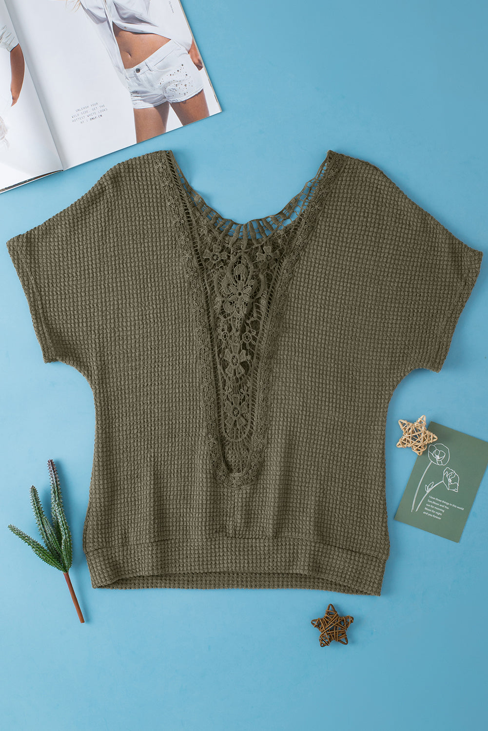 Moss Green Guipure Lace Top