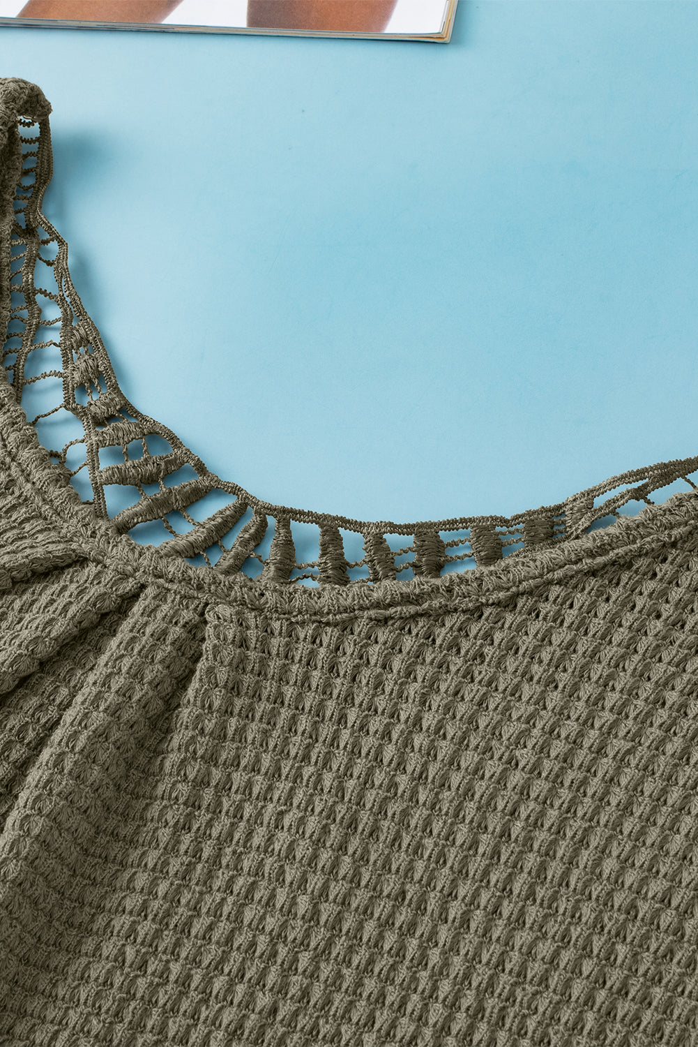 Moss Green Guipure Lace Top