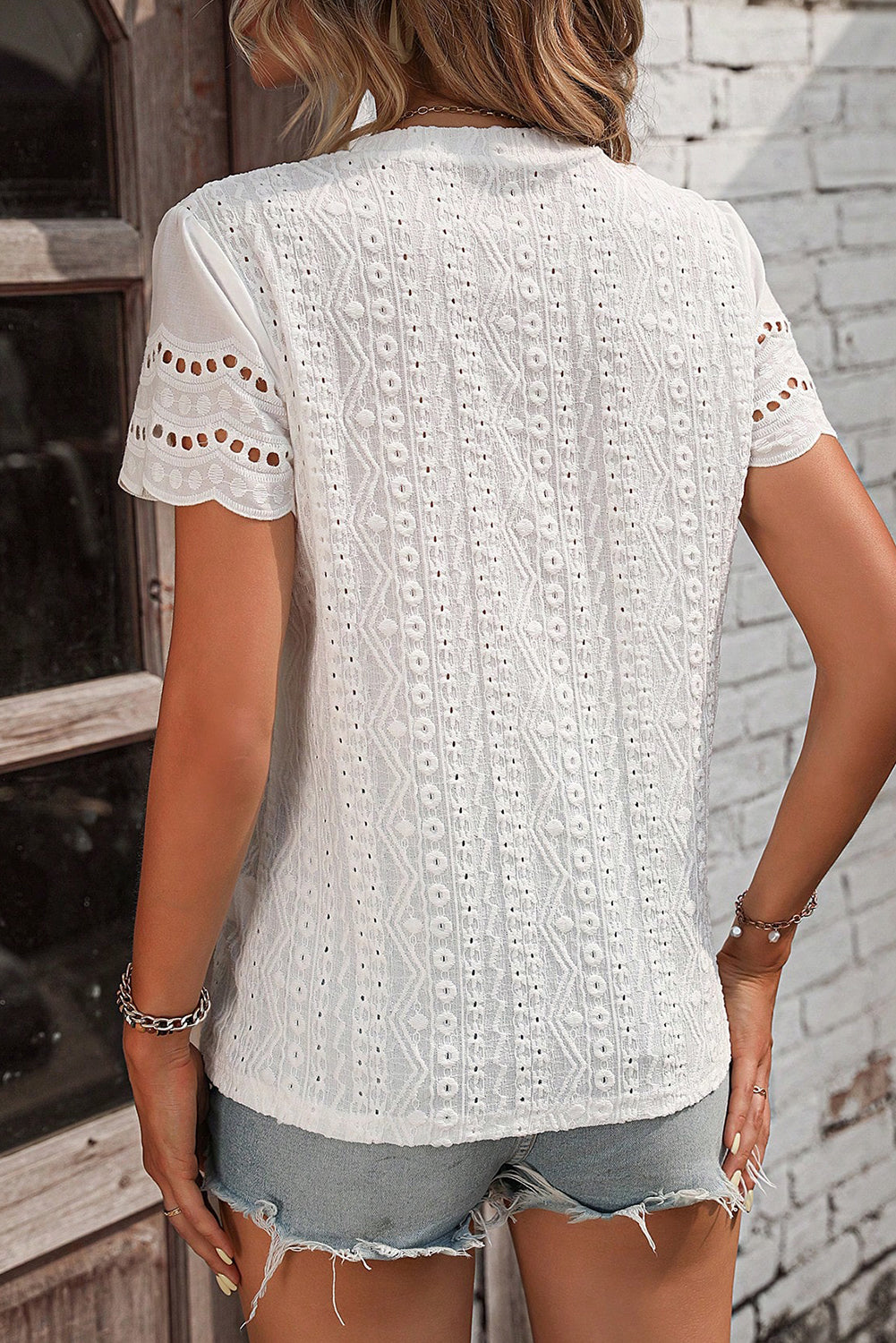 White Scalloped Top
