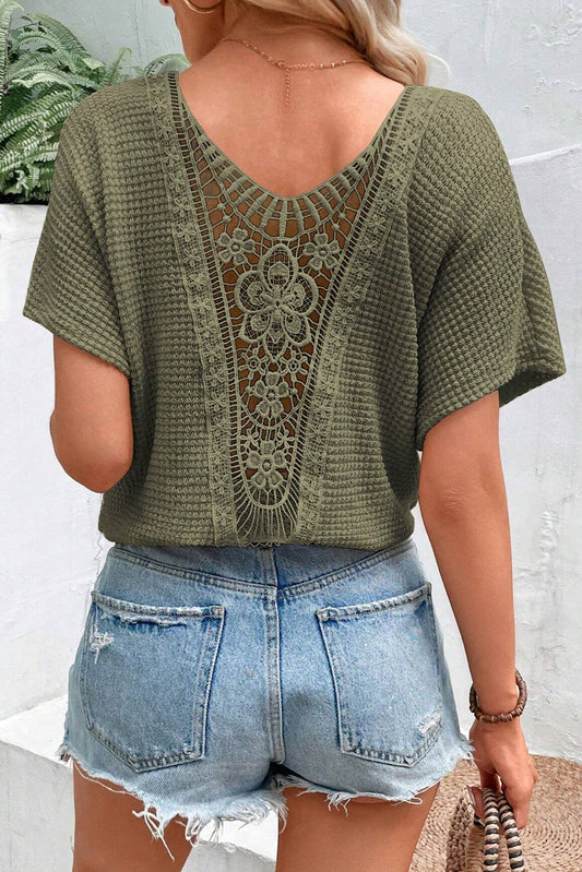 Moss Green Guipure Lace Top