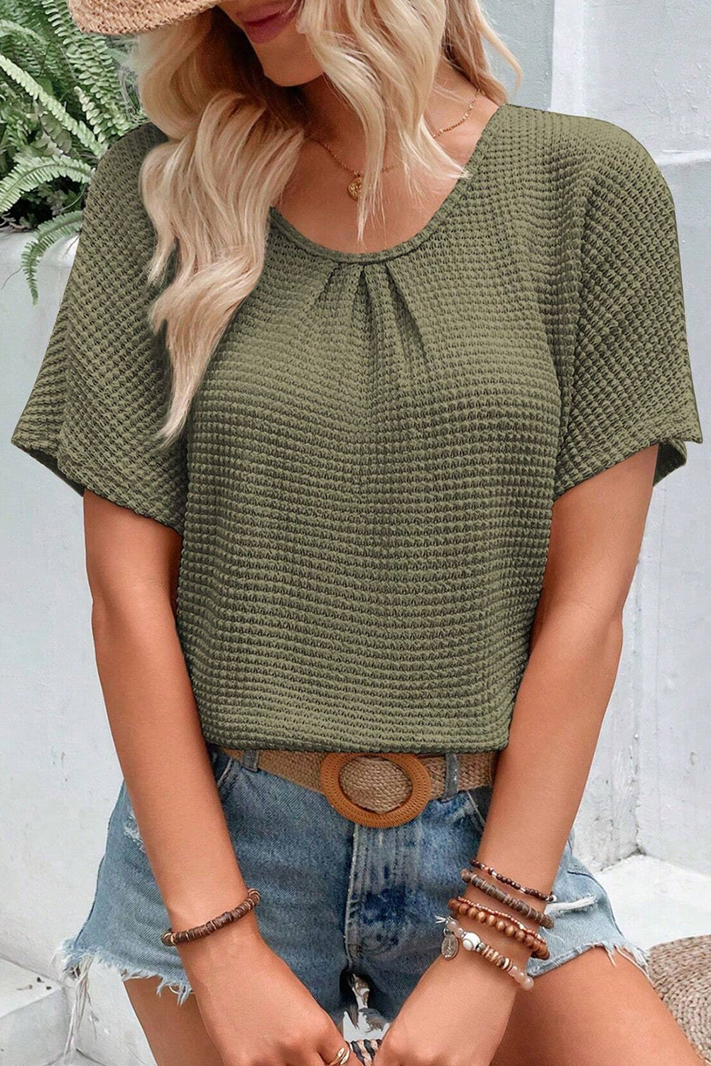 Moss Green Guipure Lace Top