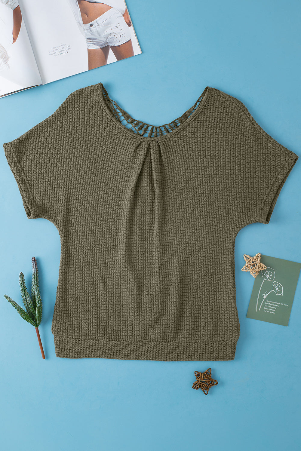 Moss Green Guipure Lace Top
