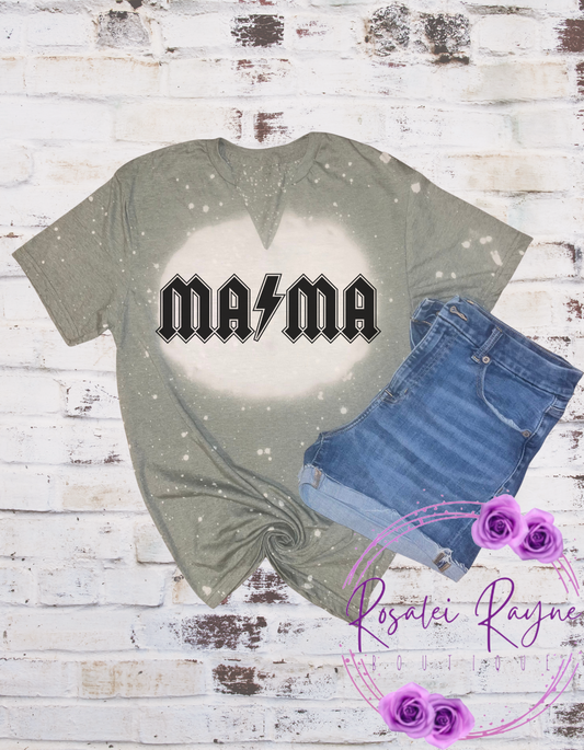 Green V-Neck Lightining Bolt Mama Tee