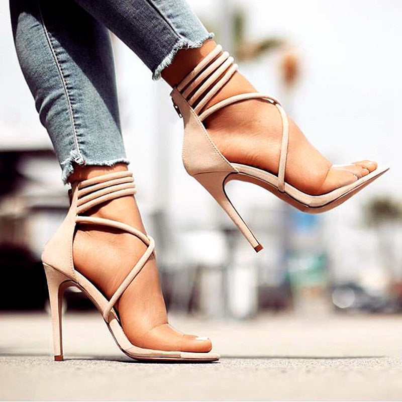 Lace-up Hollow Stiletto Heel Women's Shoes