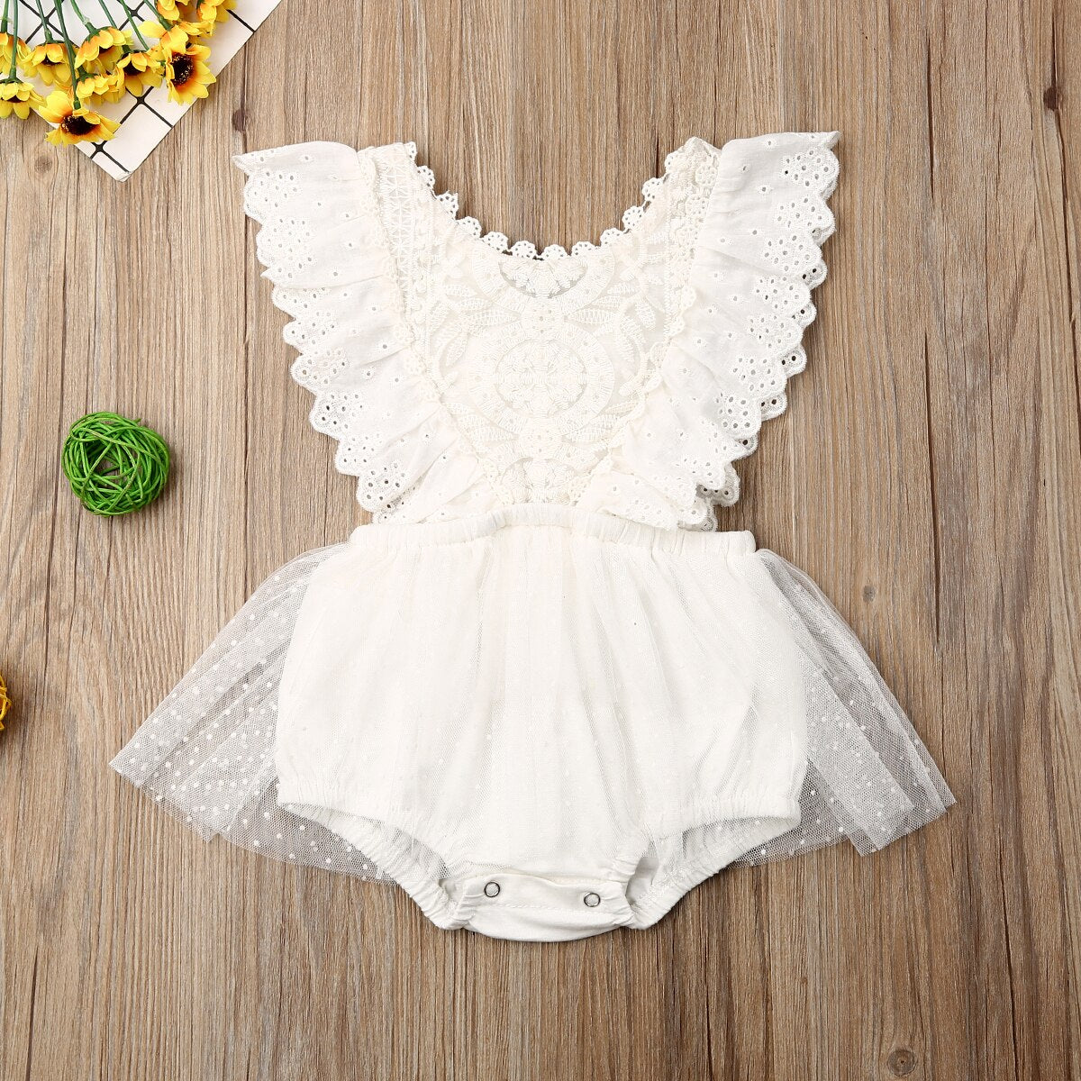 Flower Lace Romper Jumpsuits Tutu Dress