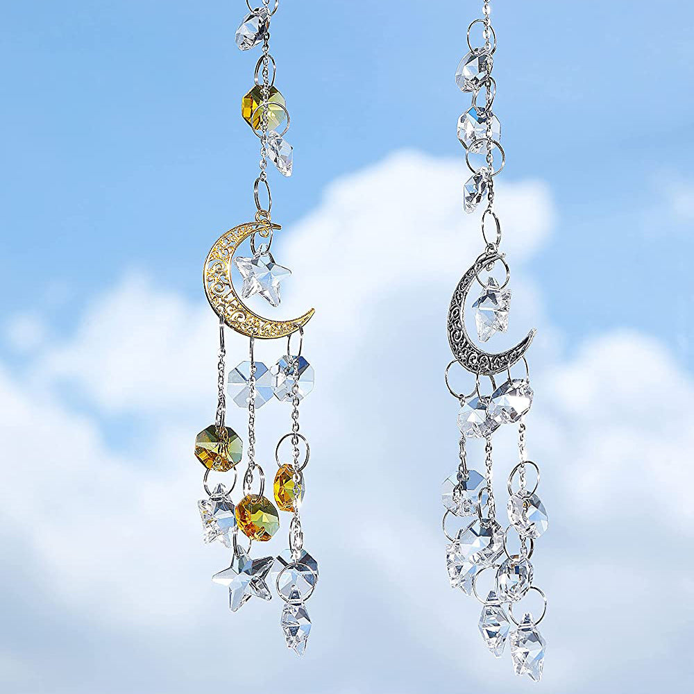 Moon Star Crystal Sun Catcher Hanging