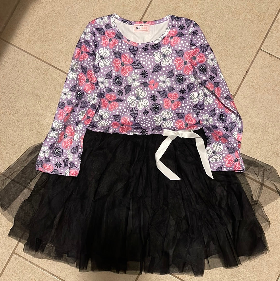 Flowers Black tulle dress