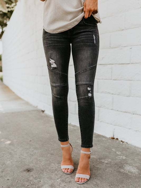 Women's Biker V2 Ripped Moto Skinny Jeans