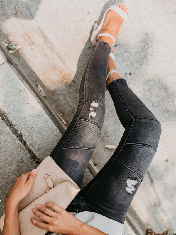 Women's Biker V2 Ripped Moto Skinny Jeans