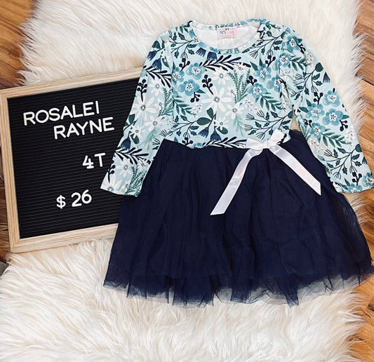 Flowers Navy Tulle Dress