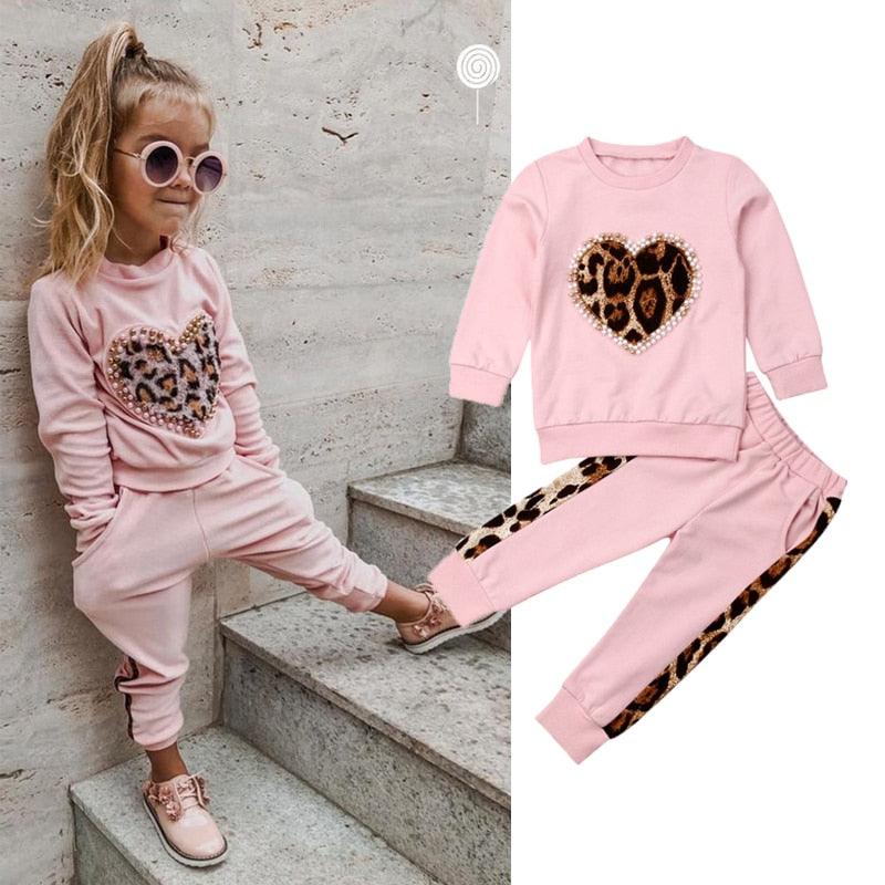 Long Sleeve Leopard Heart Outfit