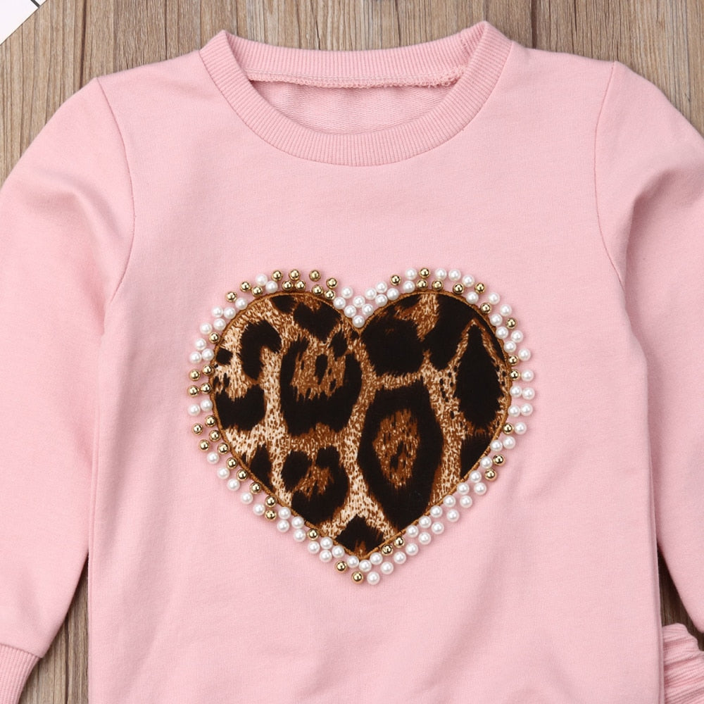 Long Sleeve Leopard Heart Outfit